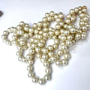 Vintage Glass Pearls Necklace Rope Has Weight to it